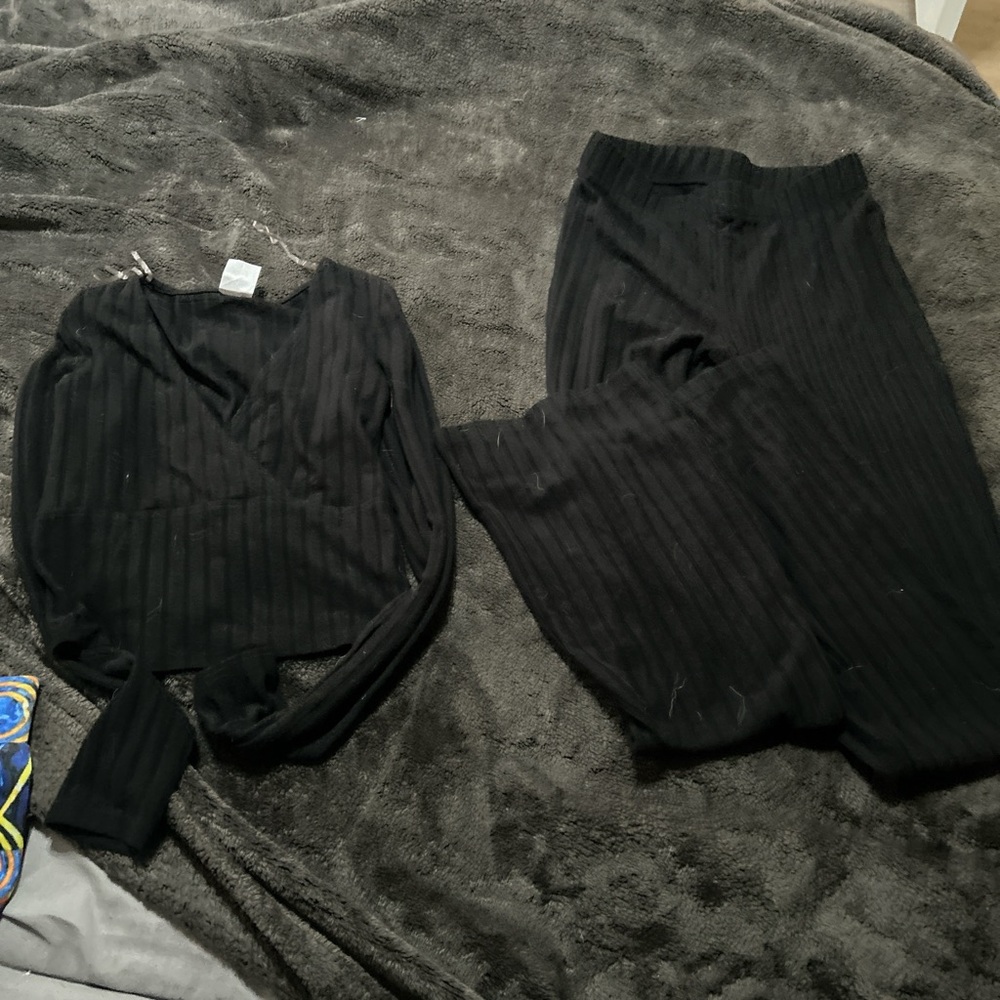 Black crop top and pants set